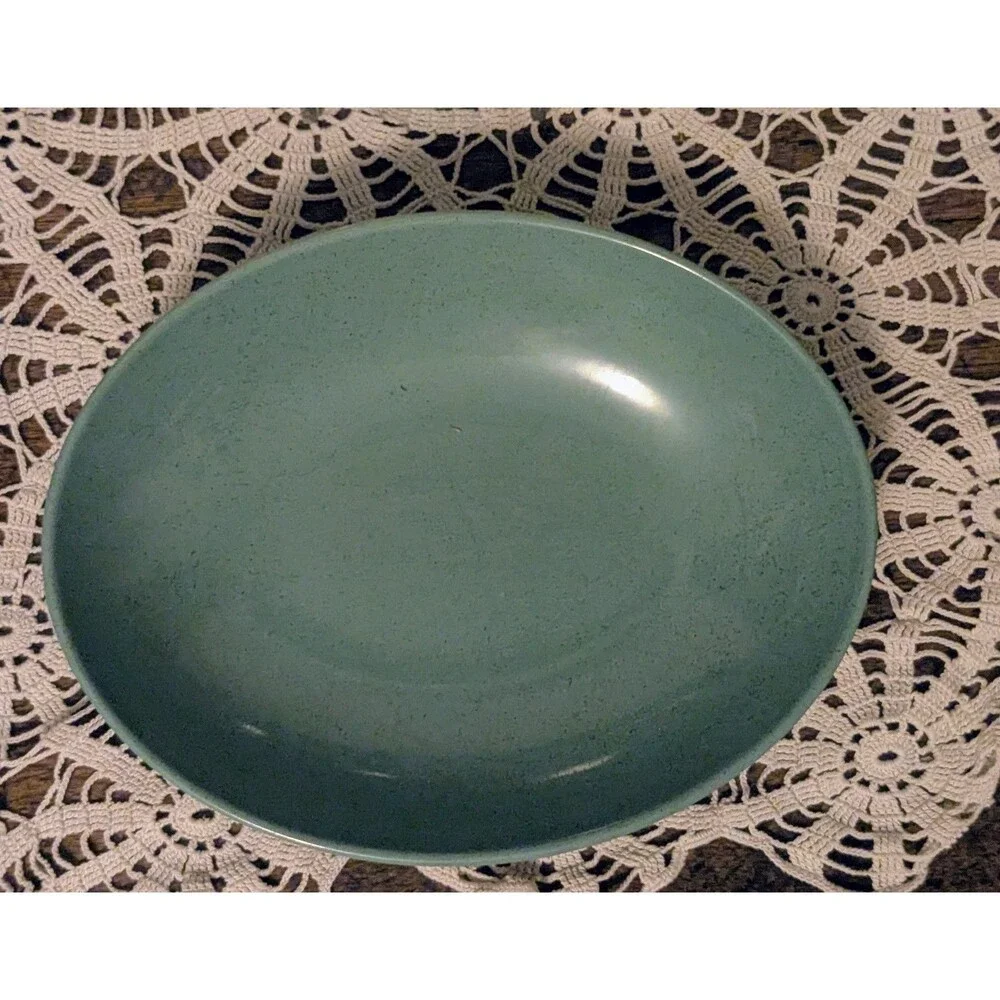 Vintage Taylor Smith Taylor Pebbleford Teal Oval Vegetable Bowl & Saucer,...